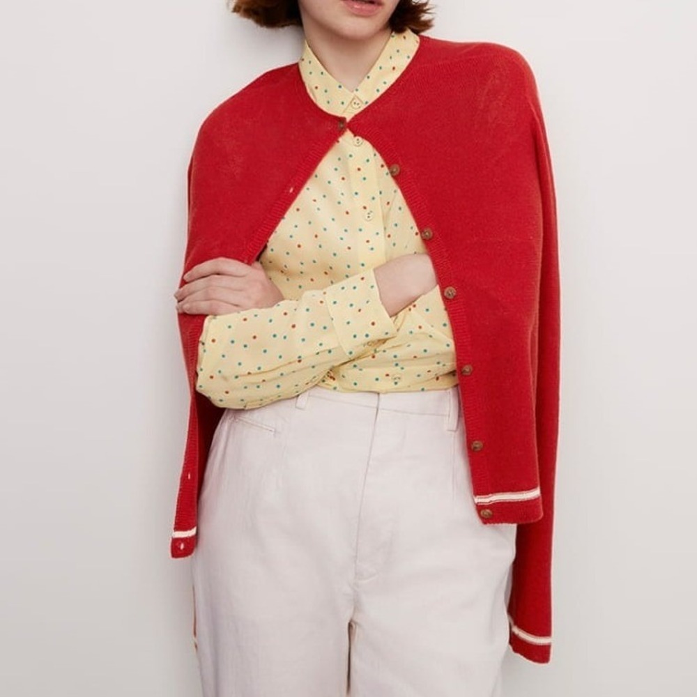 Uniqlo x Ines de la Fressange Women's 3D Knit Long Sleeve Cardigan Orange Small